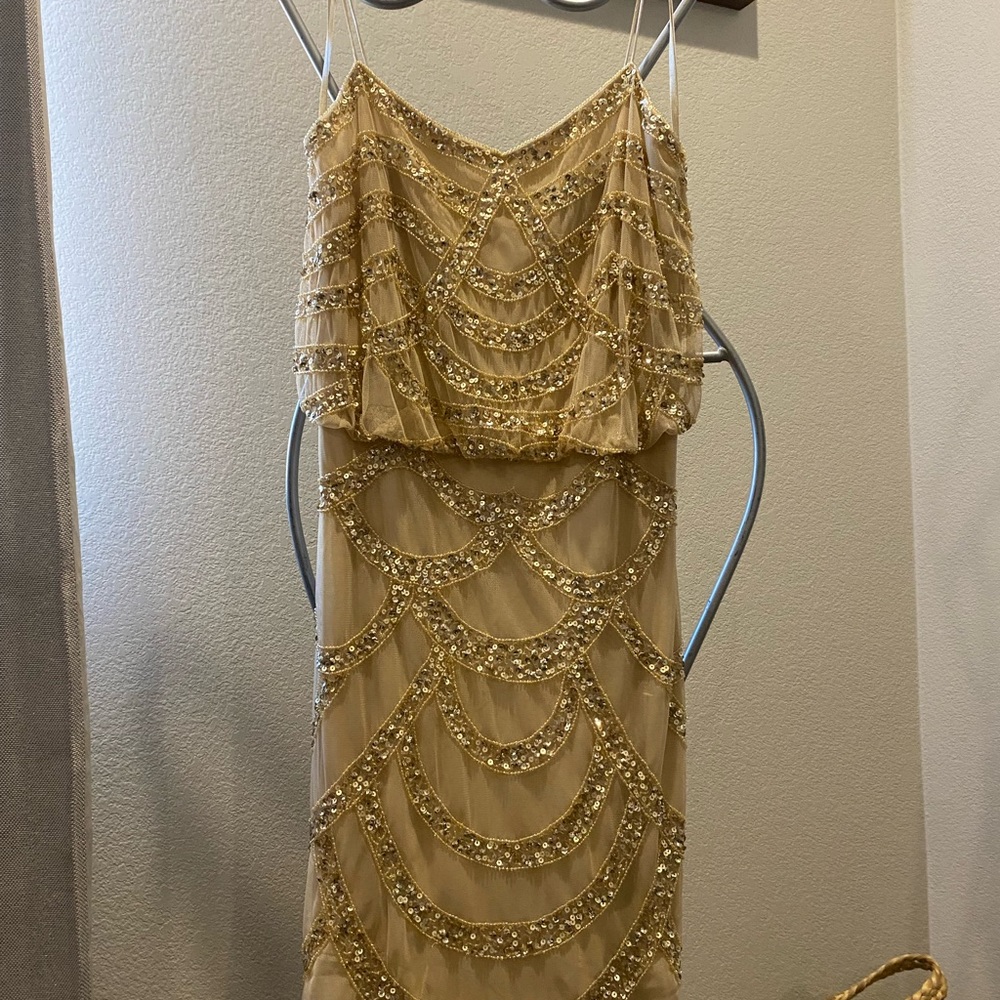 Gold Aidan Mattox. Beautiful dress worn once. Size 4